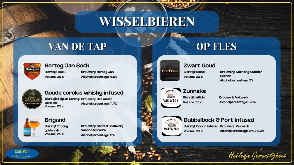 Speciaal bier wisselbier bij Café Pelt